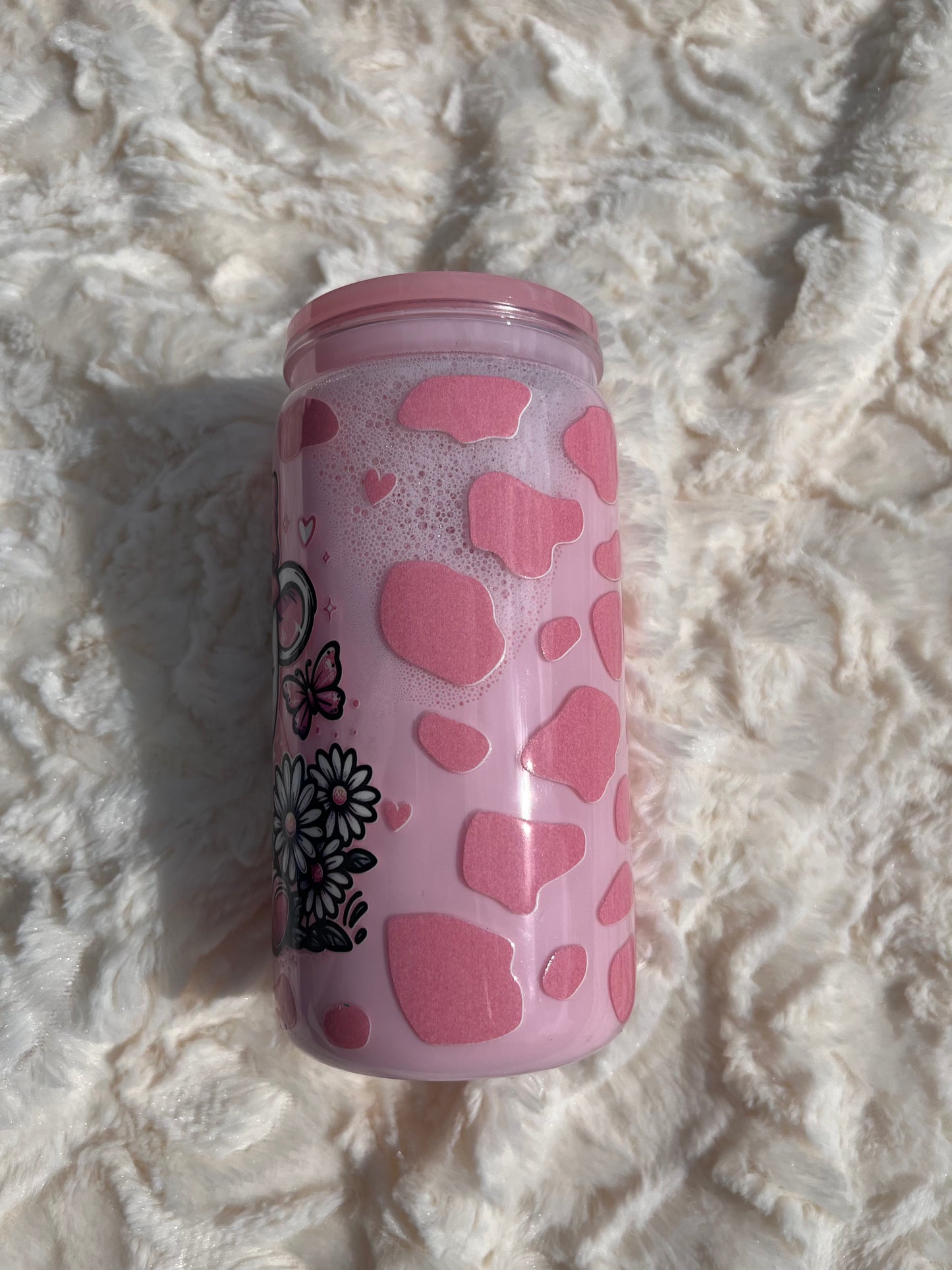 Strawberry Cow Acrylic Snow Globe 16 oz.