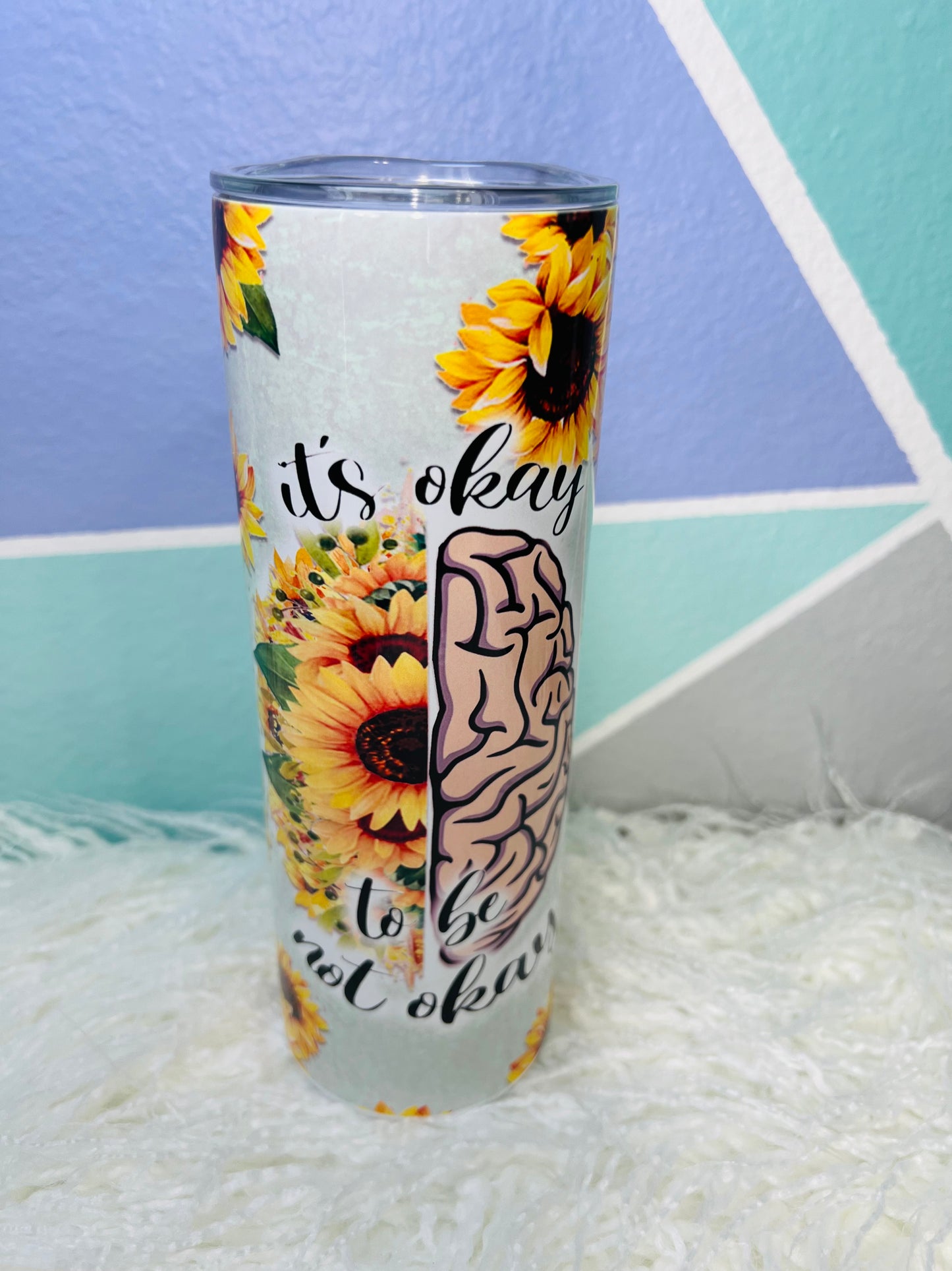 Mental Health Sunflower Sublimation Tumbler