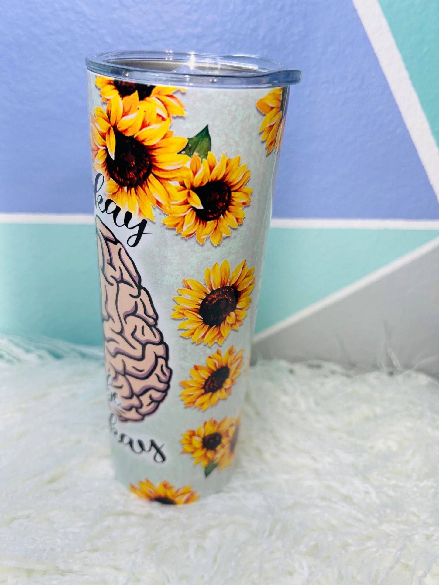 Mental Health Sunflower Sublimation Tumbler