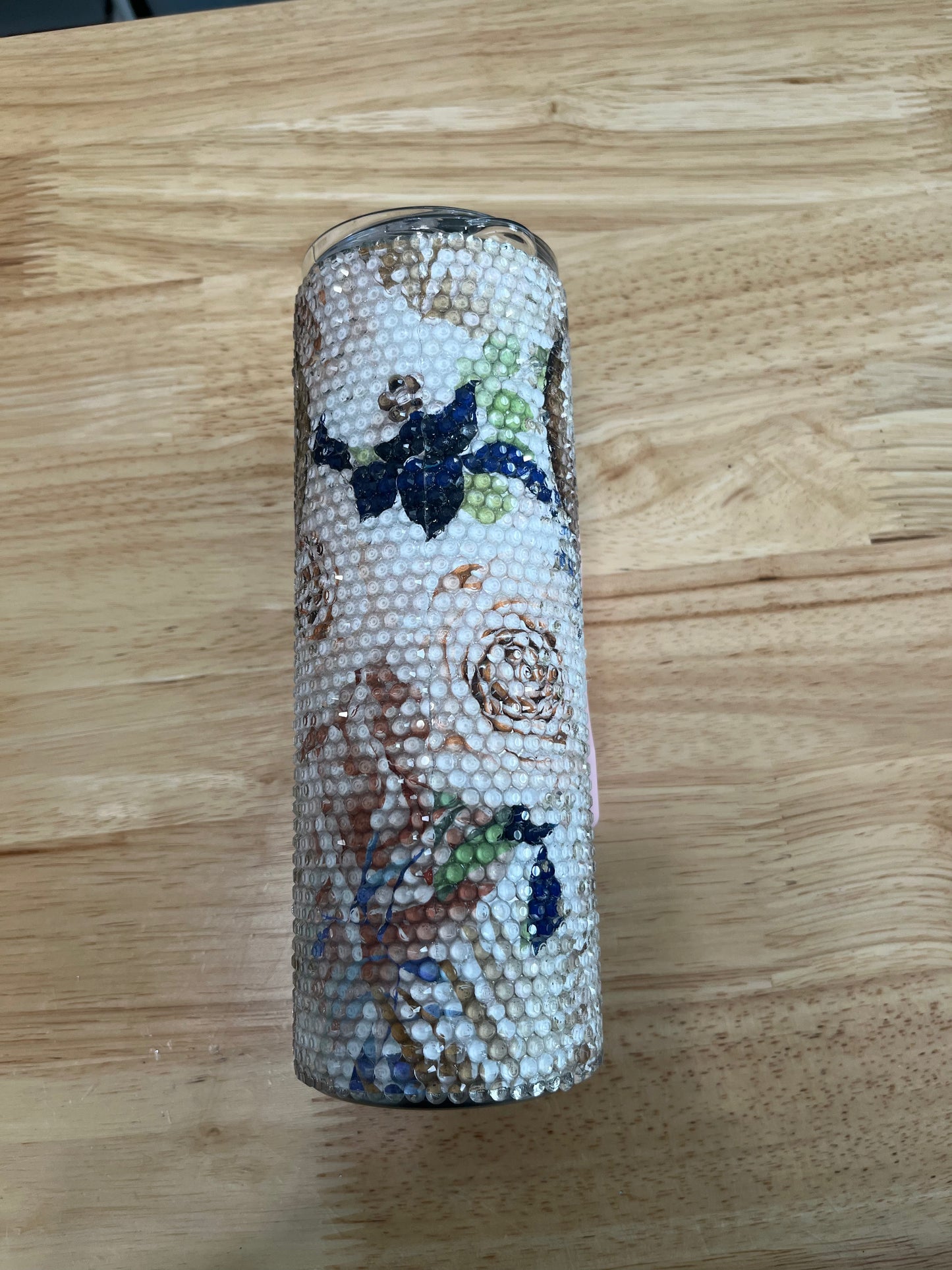 Bull Skull 20 oz Glass Rhinestone Tumbler